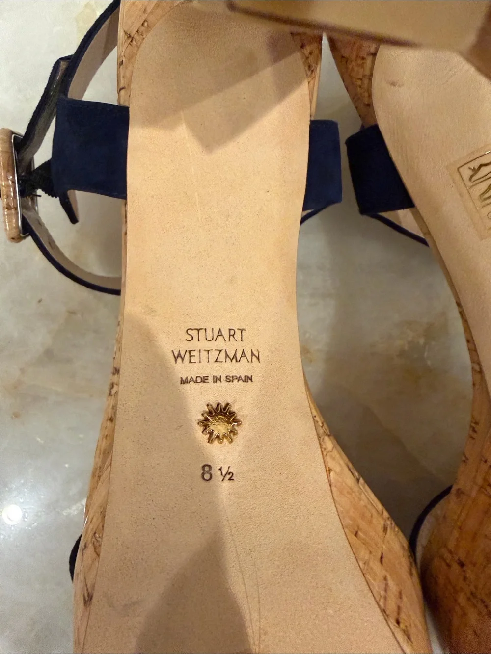 Stuart Weitzman Suede Cork Sandals